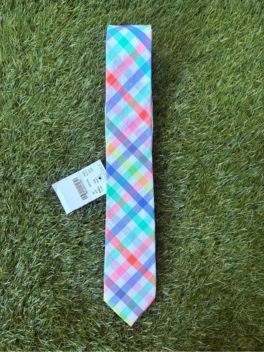 NWT Crewcuts JCrew Multicolor Pastel Plaid Tie 52” Size 8-16